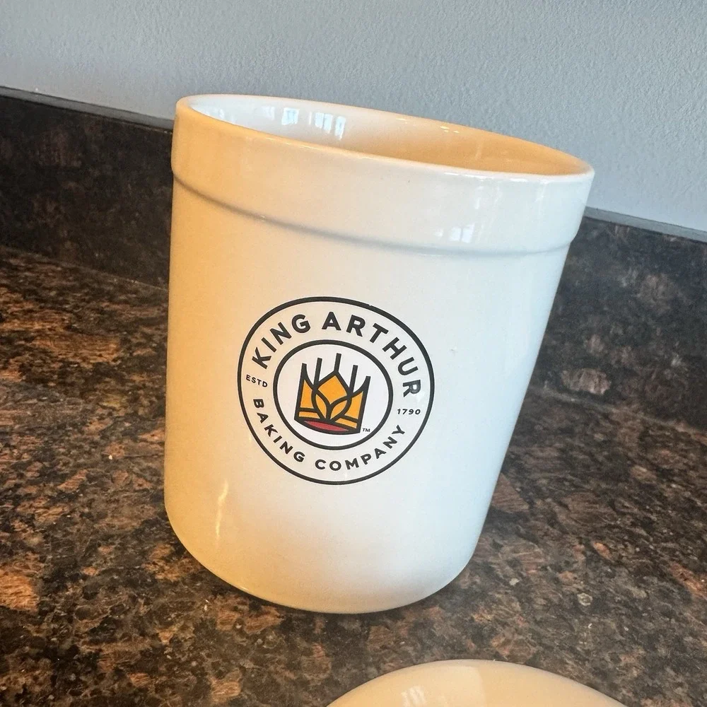 King Arthur Flour Canister Crock Sourdough with Lid 1 Qt Chantal Ceramic White